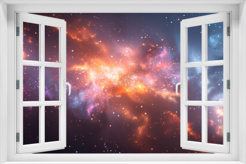Enchanting Cosmic Vista: A Stellar Journey Through the Star-Studded Infinity of Space. Universe, stars, deep space. Wide Horizontal Template, poster, banner, cover, header. Generative Ai content