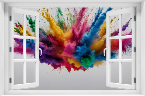 Vibrant Color Blast: Eine spektakuläre Farbexplosion, die kreative Energie und dynamische Bewegung in einem eindrucksvollen Moment festhält