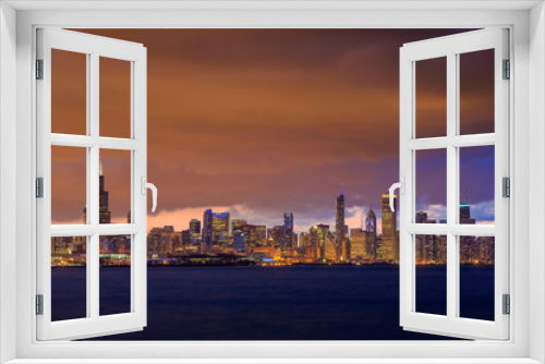 Fototapeta Naklejka Na Ścianę Okno 3D - Chicago Skyline at dusk