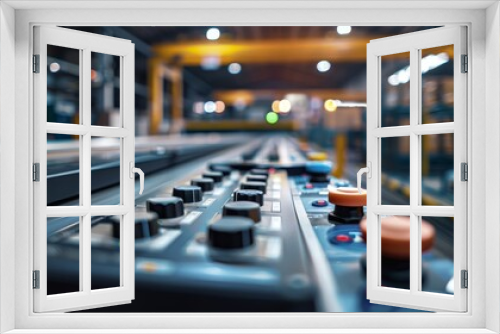 Technological Efficiency Closeup of Digital Control Panel in Logistics Warehouse with Dynamic Motion and Automation