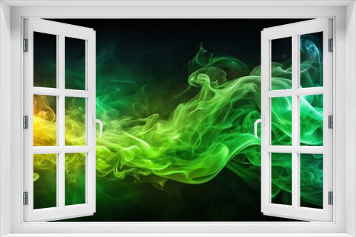Abstract green fire and smoke swirling together in a colorful background, green, fire, smoke, abstract, colorful
