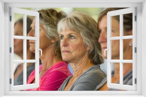 Focused Senior Women Participating in a Yoga Class