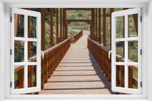 Fototapeta Naklejka Na Ścianę Okno 3D - Wooden pathway, bridge
