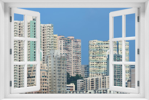 Fototapeta Naklejka Na Ścianę Okno 3D - Residential buildings in Hong Kong