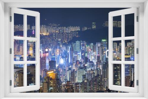 Fototapeta Naklejka Na Ścianę Okno 3D - Aerial view of Hong Kong City at night