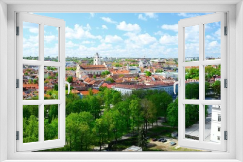 Fototapeta Naklejka Na Ścianę Okno 3D - View to the Vilnius city from Gediminas castle hill