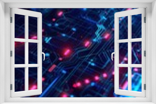 Abstract digital background with glowing blue and red lines