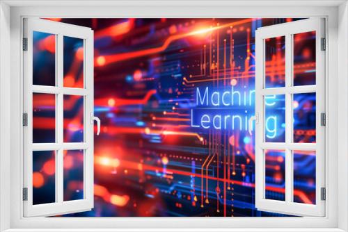 AI-driven machine learning visualization with digital circuits and glowing connections, representing advanced algorithms, data processing, and modern technological innovations.
