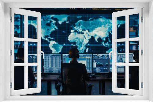 Professionals in a cybersecurity operations center monitoring data