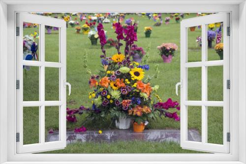 Fototapeta Naklejka Na Ścianę Okno 3D - Graveside flowers on memorial day 