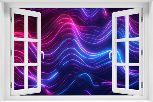 Abstract background with flowing neon lines and waves. Concept of technology, music, energy, and motion.