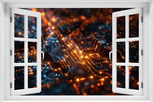 Futuristic AI Neural Network Visualization with Abstract Shapes and Digital Circuits in Ultra Detail 4K Resolution, Generative AI
