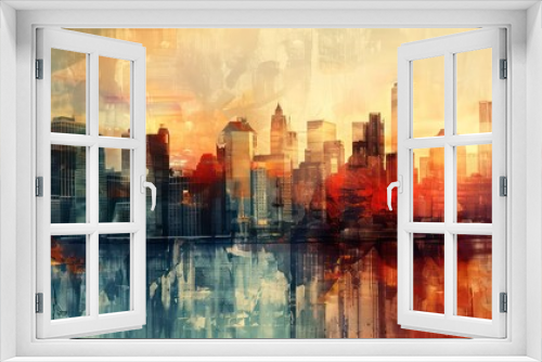 city skyline abstract illustration with beautiful and vivid colors