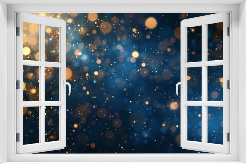 Abstract backdrop featuring gold and dark blue particles. Generative Ai