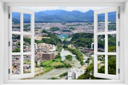 【ミニチュア風】山の展望台から見る街の風景