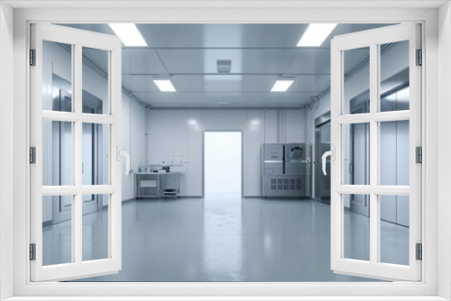 Modern Industrial Cleanroom with Stainless Steel and Bright Lighting