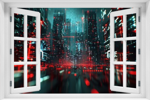 Cyberpunk Cityscape: Digital Grid