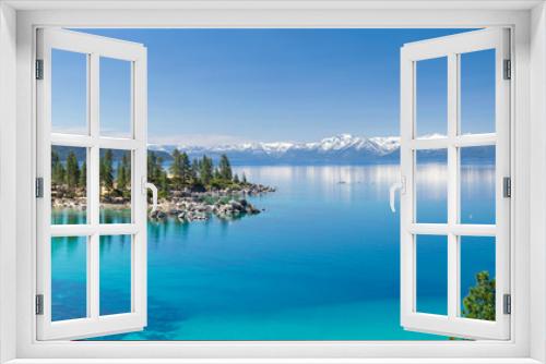 Fototapeta Naklejka Na Ścianę Okno 3D - High resolution panorama of Lake Tahoe with view on Sand Harbor State park