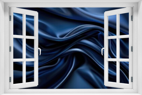 Navy Blue Abstract Background with Silky Satin Texture and Elegant Wave Design