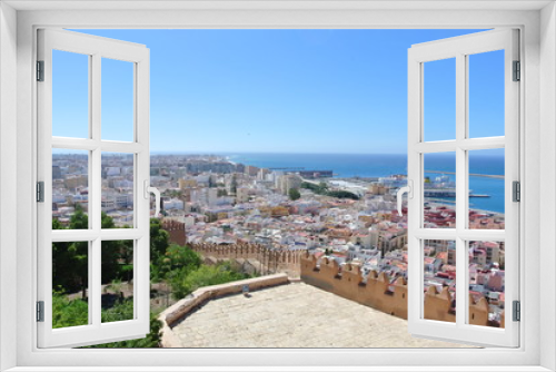 Fototapeta Naklejka Na Ścianę Okno 3D - Panoramic view on the Andalusian city of Almeria from the top of Alcazaba fortress, on a sunny summer day.