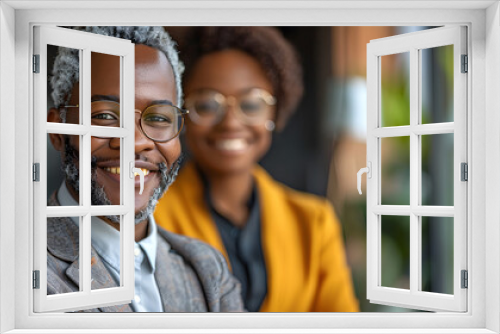 Confident Professionals: Diverse Team of Black Employees Smiling in the Office