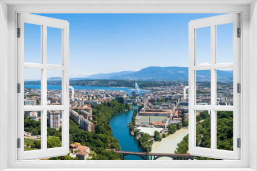 Fototapeta Naklejka Na Ścianę Okno 3D - Aerial view of  Geneva city in Switzerland