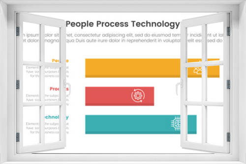 PPT framework people process technology infographic 3 point with horizontal long data box for slide presentation