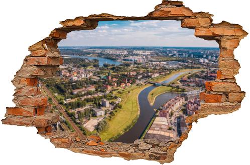 Miasto Poznań nad rzeką Wartą, widok z lotu ptaka