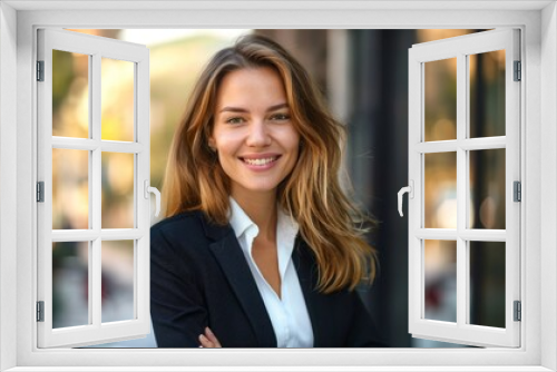 Confident and stylish businesswoman smiling