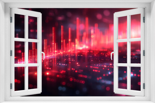 Abstract Futuristic Red and Blue Lighting Digital Landscape