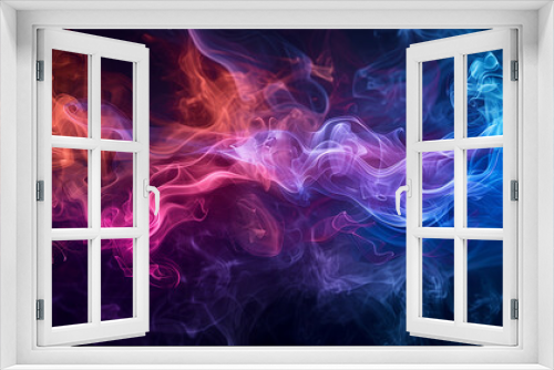 Billowing Spectrum: Abstract Multicolored Smoke on a Dark Background, Symbolizing Mystery and Profound Depth