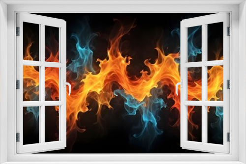 Fire flames abstract background with matellic colours behind dark