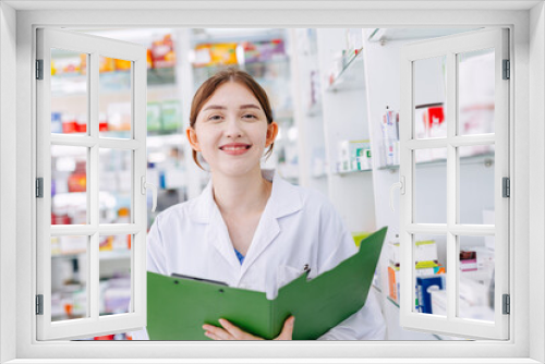 Pharmacist happy working in Pharmacy health service in drugstore, professional doctor in medicine shop medication healthcare people.