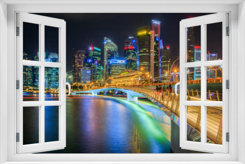 Fototapeta Naklejka Na Ścianę Okno 3D - Landscape of the Singapore financial district and business building