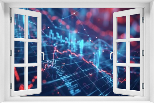 6. AI-driven financial market analysis, with algorithms visualized as complex graphs predicting stock trends and economic outcomes