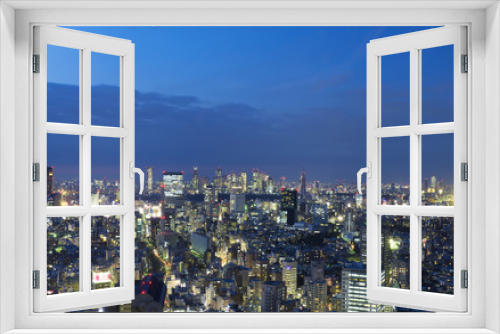 Fototapeta Naklejka Na Ścianę Okno 3D - 東京都市風景　渋谷と新宿高層ビル群　青山　を望む　夜景　俯瞰