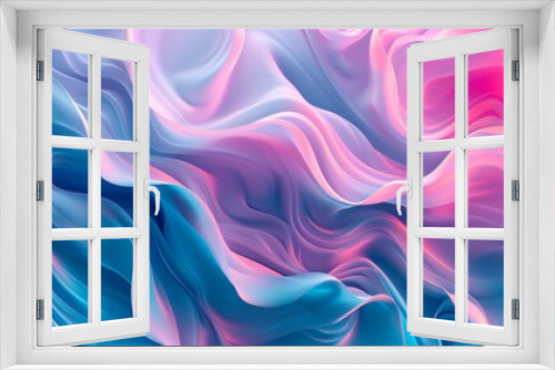 Generative AI illustration of colorful abstract background with pink and blue multicolored wavy surfaces