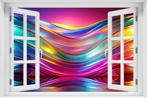 Abstract wavy colorful gradient glass background with reflective bright surface, abstract, wavy, colorful, gradient