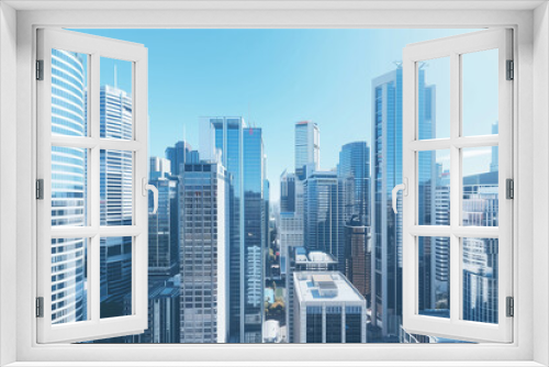 High-Rise Office Buildings in the Financial District with Blue Sky