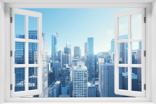 High-Rise Office Buildings in the Financial District with Blue Sky