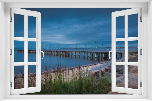 Fototapeta Naklejka Na Ścianę Okno 3D - Gdynia Orlowo pier. Vintage photo of Baltic sea shore seascape.