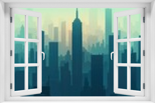 silhouette illustration of a urban city skyline with tall high-rise commercial and residential buildings