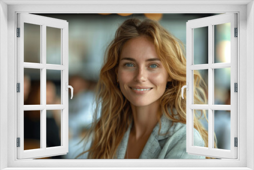 Smiling Businesswoman Leading a Corporate Presentation in a Boardroom with Team Collaboration