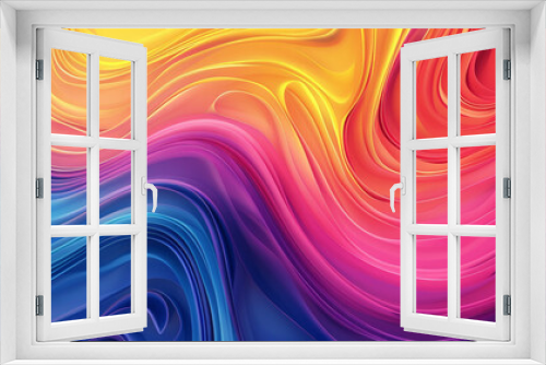 An abstract background featuring a rainbow gradient with wavy lines, where the colors blend seamlessly from one vibrant hue to another, creating a captivating and dynamic visual effect.