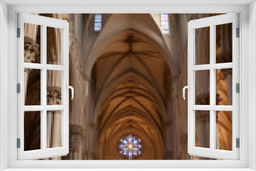 Gothic Catholic Cathedral Church Interior of a Hallway Vaulted High Ceiling Arches Religious Architecture 9:16