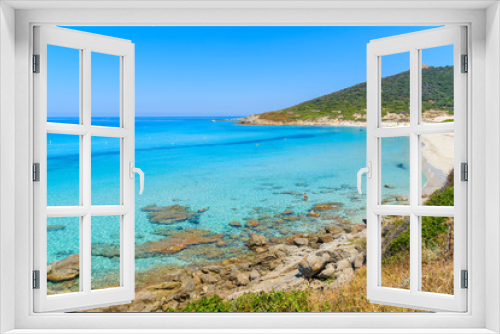 Fototapeta Naklejka Na Ścianę Okno 3D - Azure sea water on Bodri beach near L'lle Rousse, Corsica island, France