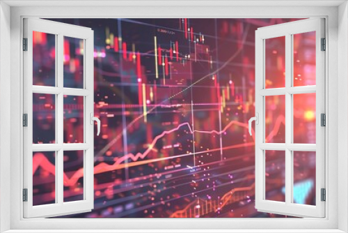 Holographic stock market interface with futuristic graphs and charts, set against a neutral background, sharp and clear financial visuals