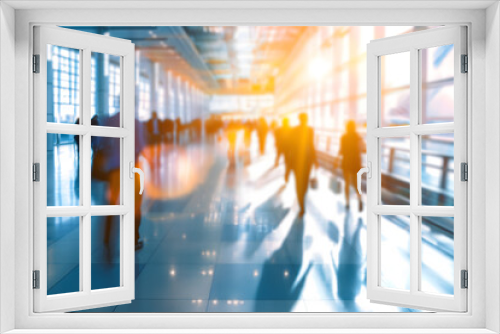 Blurred Scene of People Walking in a Modern Business Environment