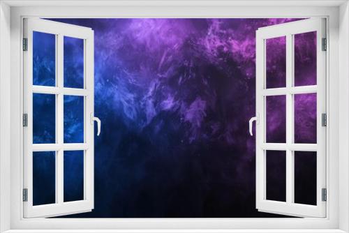 The banner copy space has purple blue abstract gradient shape on black background dark noise grainy texture