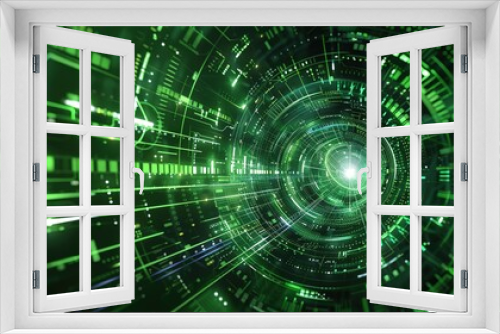 Abstract green technology background with futuristic elements and ample copy space 